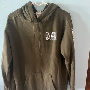 Victoria's Secret PINK Sage Green Pull Over Hoodie Sweatshirt Size M